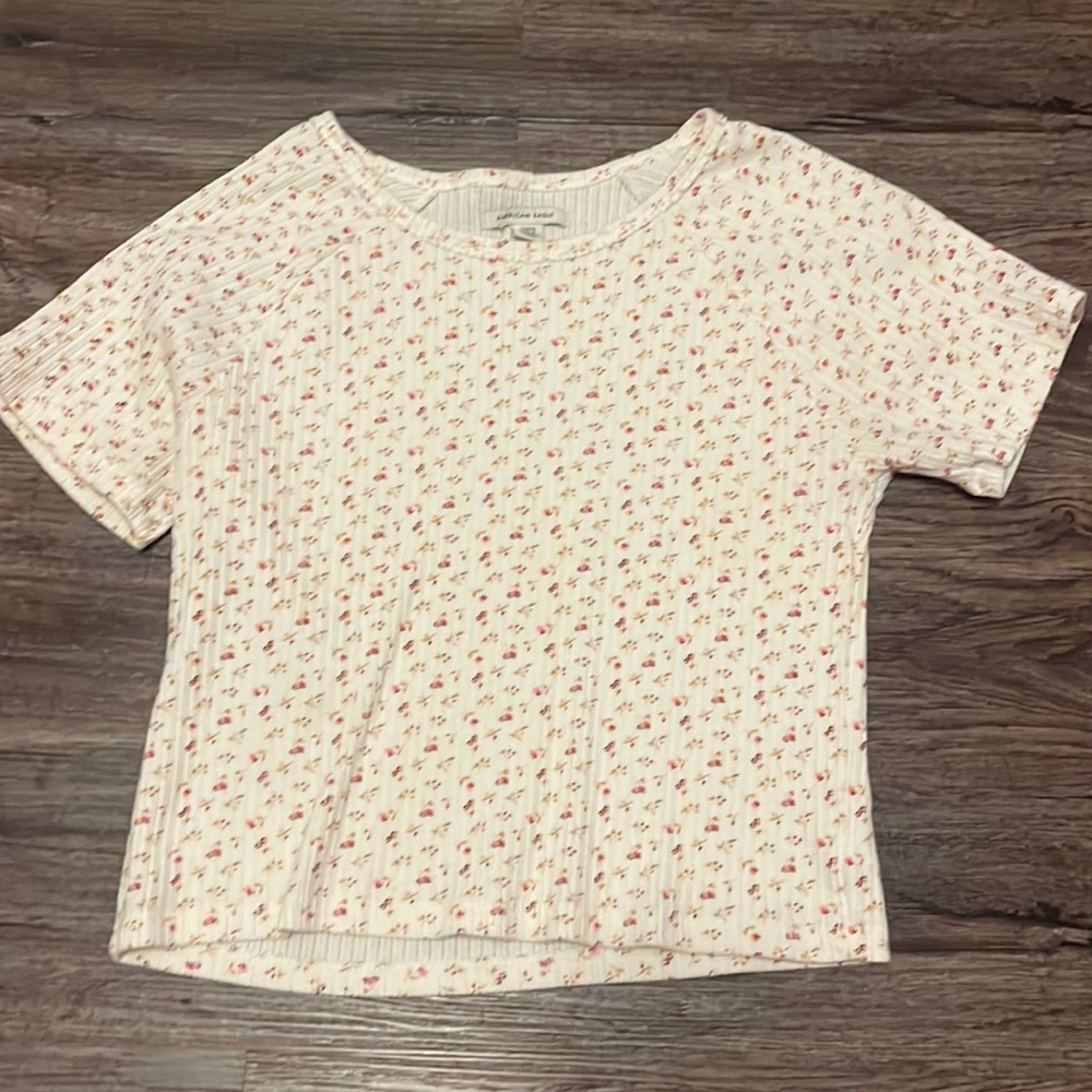White flowered crop top